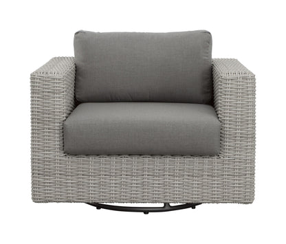 Blakley - Outdoor Swilvel Chair (Set of 2) With Half Round Wicker - Gray - Hornell Furniture Outlet