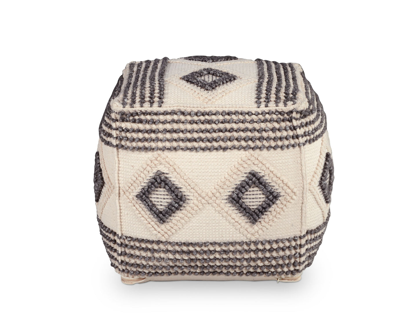 Dalia - Square Handwoven Woolen Pouf - Beige - Hornell Furniture Outlet