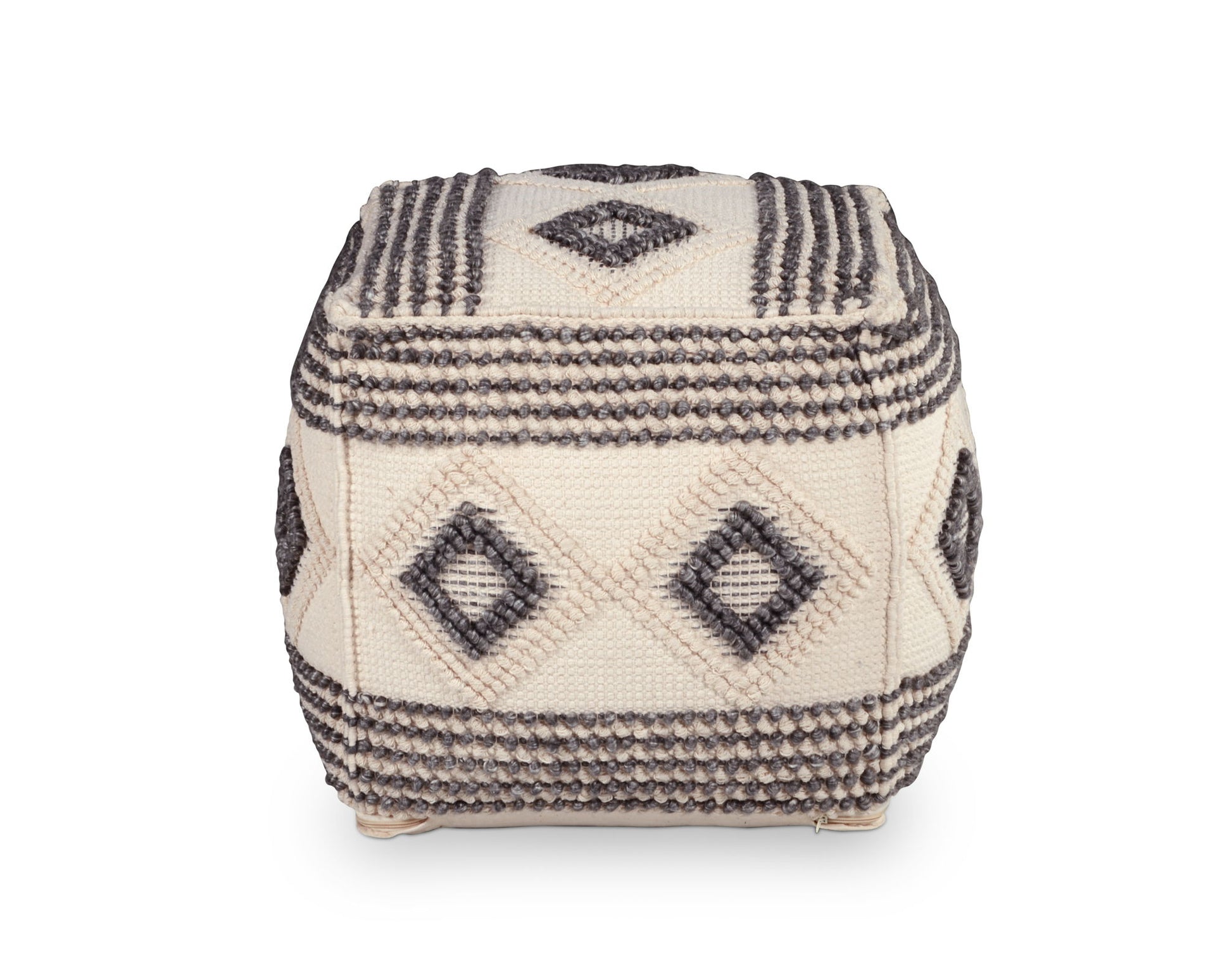 Dalia - Square Handwoven Woolen Pouf - Beige - Hornell Furniture Outlet