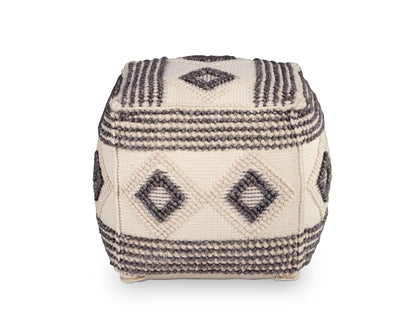Dalia - Square Handwoven Woolen Pouf - Beige - Hornell Furniture Outlet