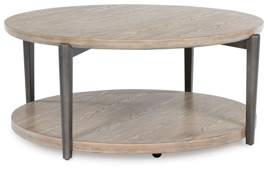 Dyonton - Light Grayish Brown - Round Cocktail Table - Hornell Furniture Outlet
