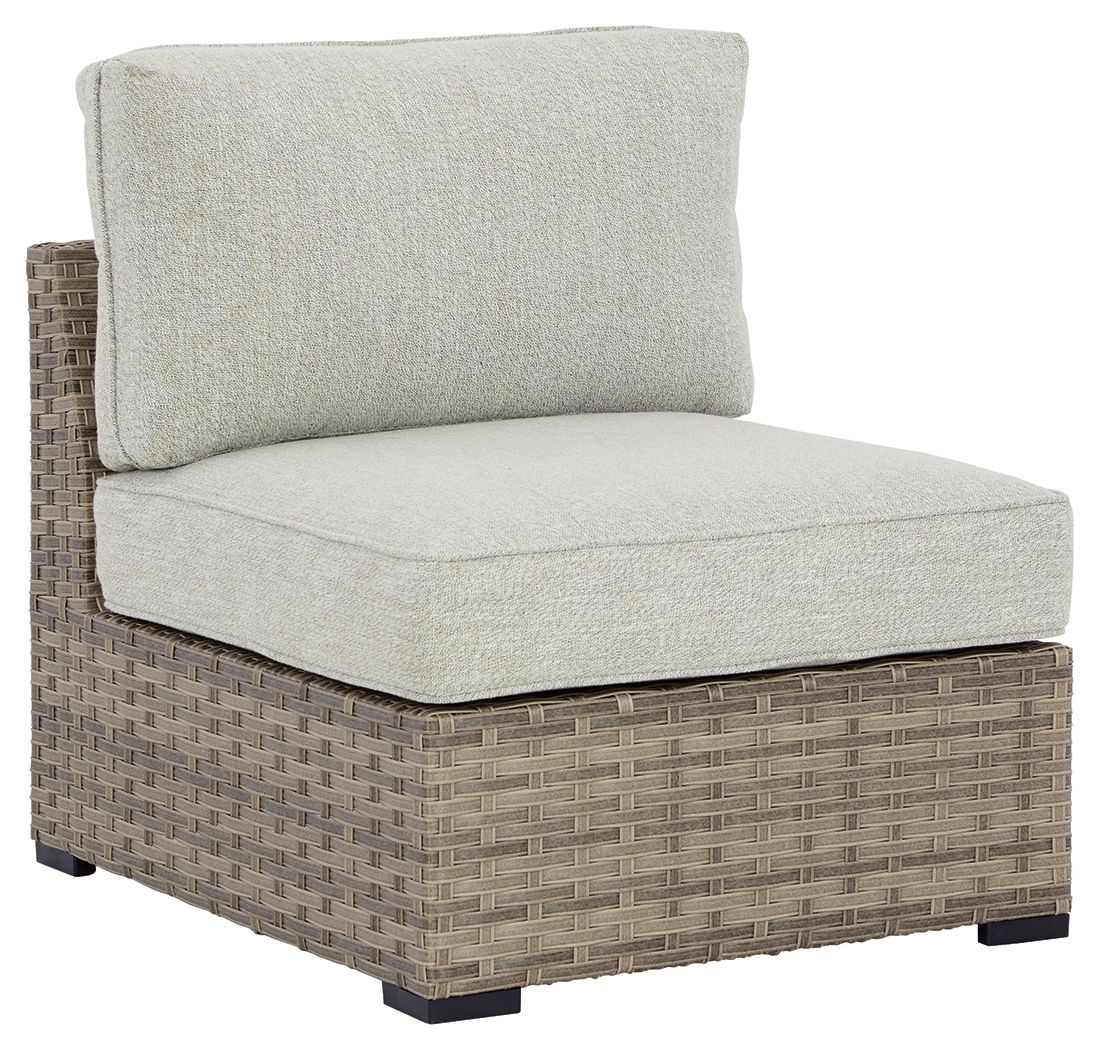 Calworth - Beige - Armless Chair w/Cushion (Set of 2) - Hornell Furniture Outlet