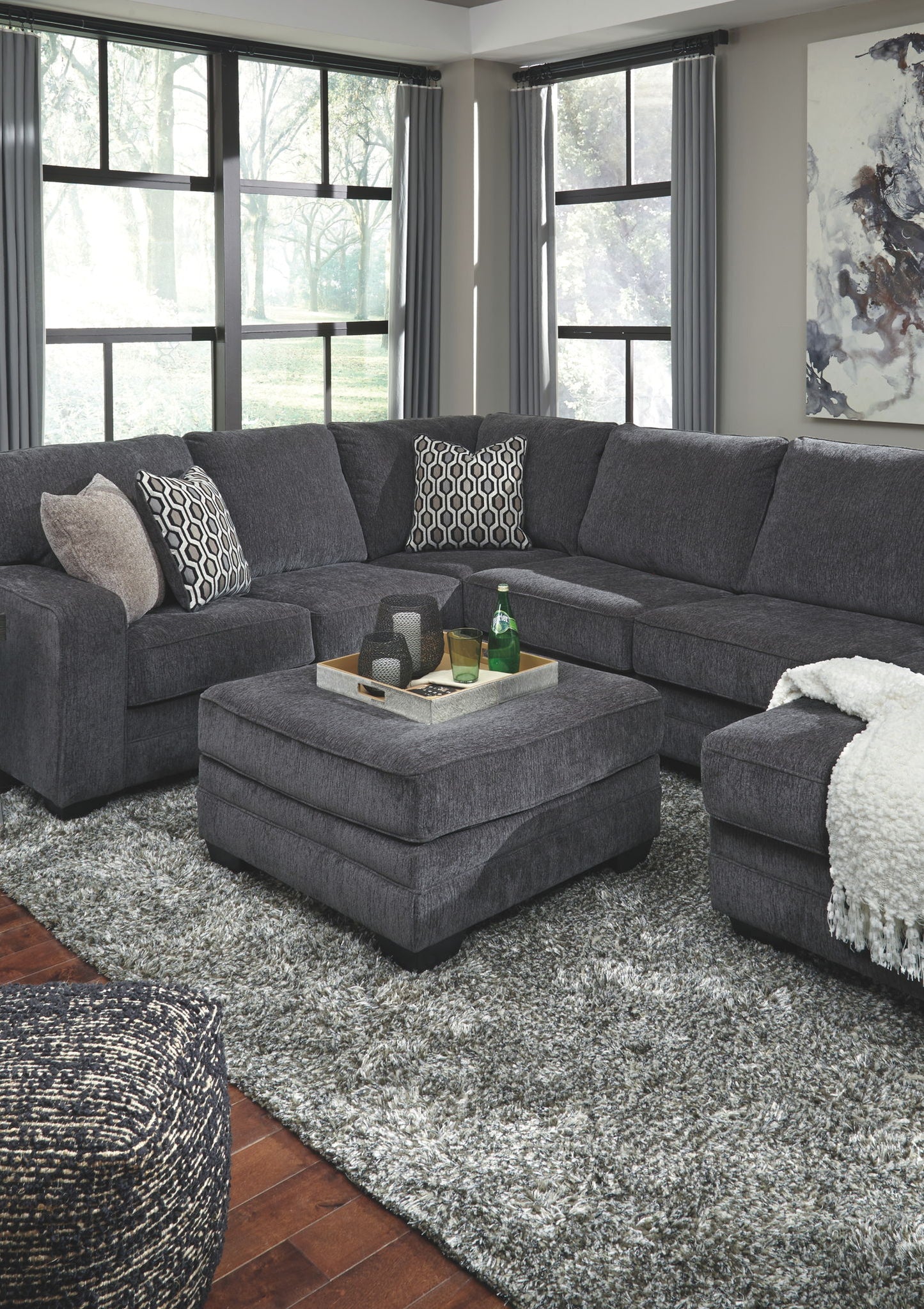 Tracling - Slate - Oversized Accent Ottoman - Hornell Furniture Outlet
