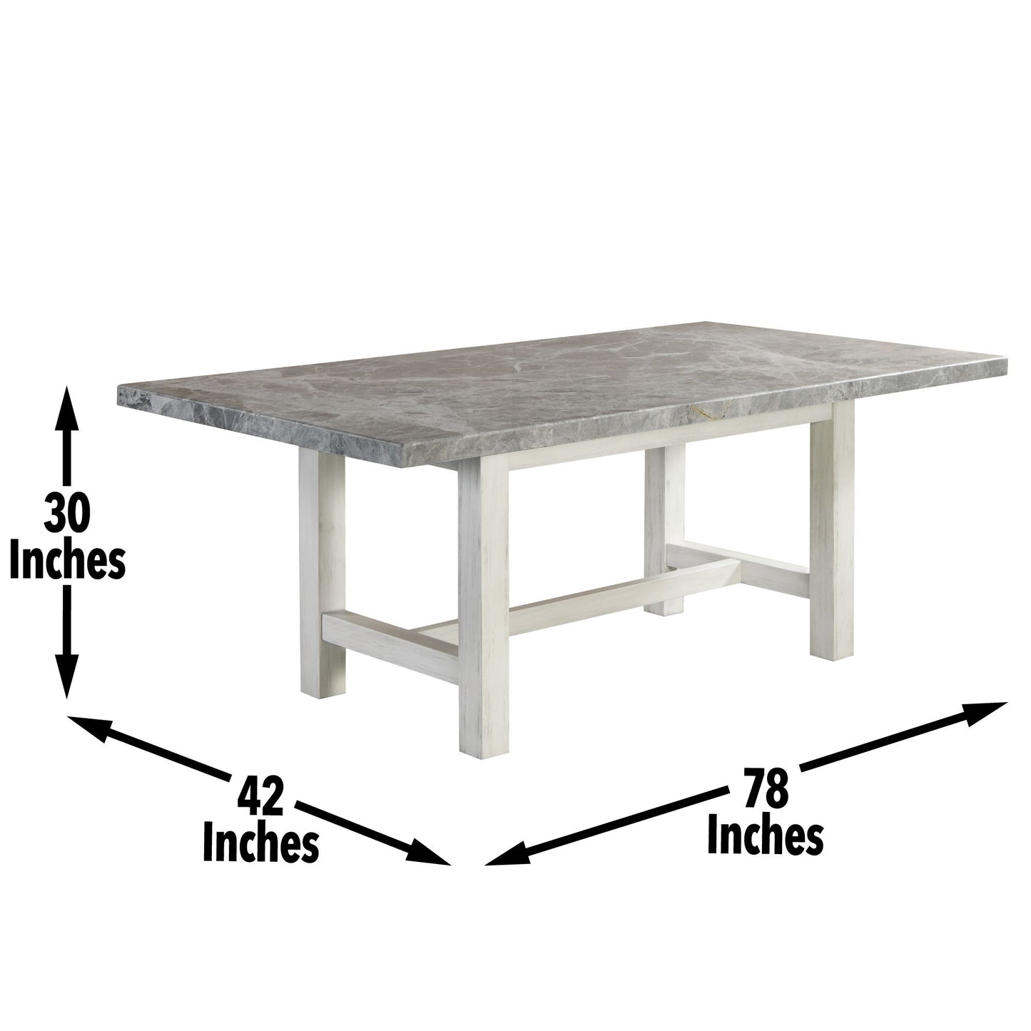 Canova - Gray Marble Top Dining - White - Hornell Furniture Outlet