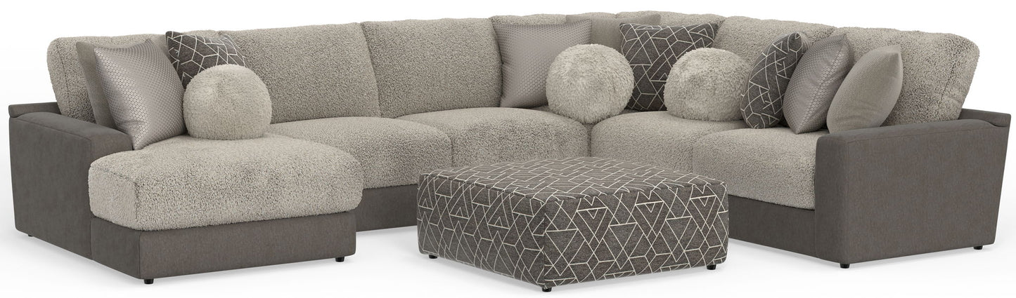 Canyon - 4 Piece Sectional With Cuddler Seat Cushions, Included Accent Pillows And Cocktail Ottoman (Left Side Facing Chaise) - Umber - Hornell Furniture Outlet
