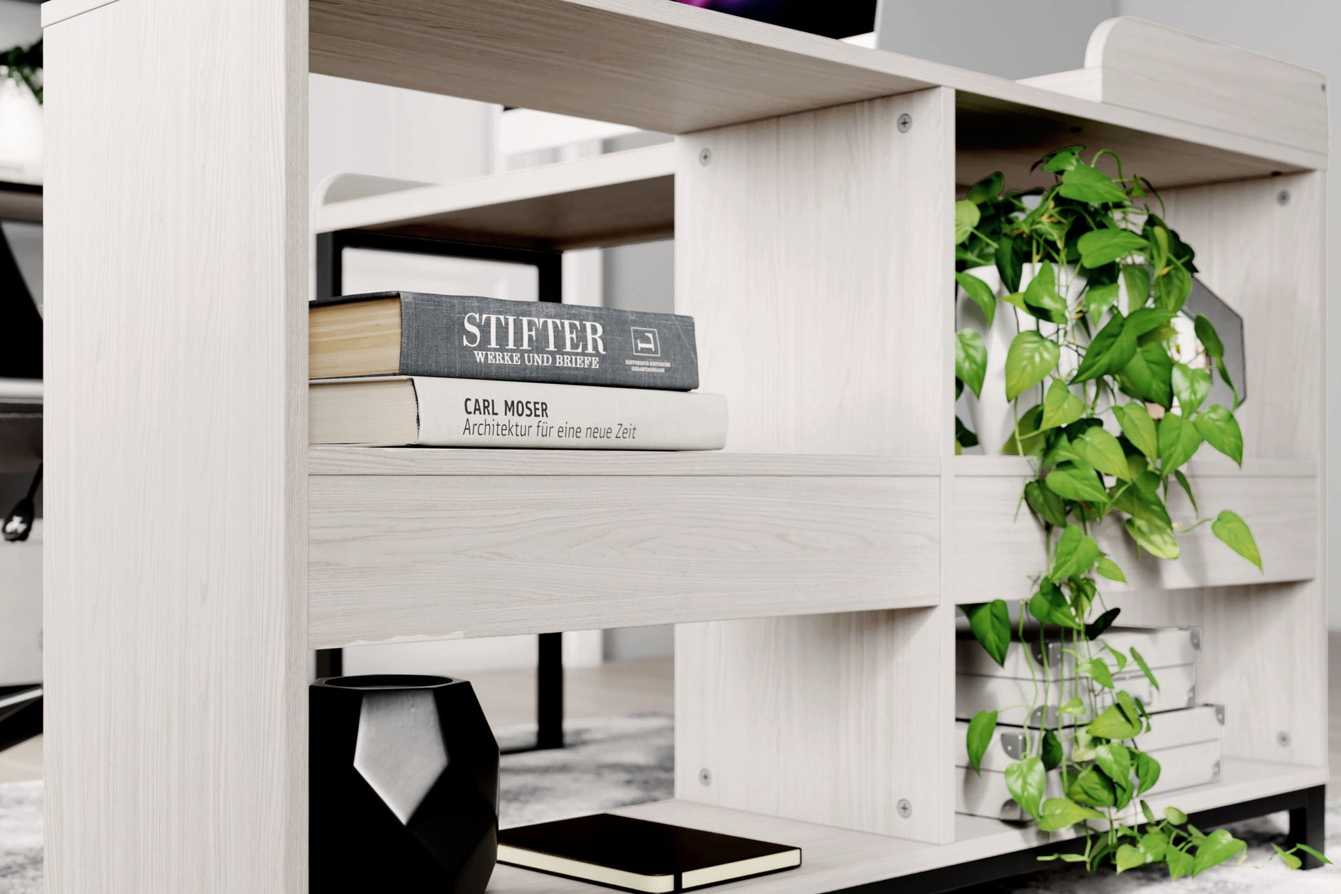 Bayflynn - White / Black - L - Desk - Hornell Furniture Outlet