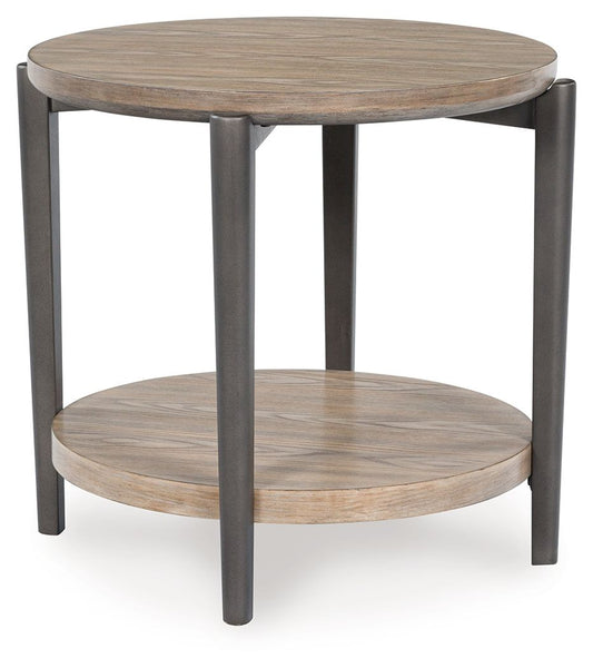 Dyonton - Light Grayish Brown - Round End Table - Hornell Furniture Outlet