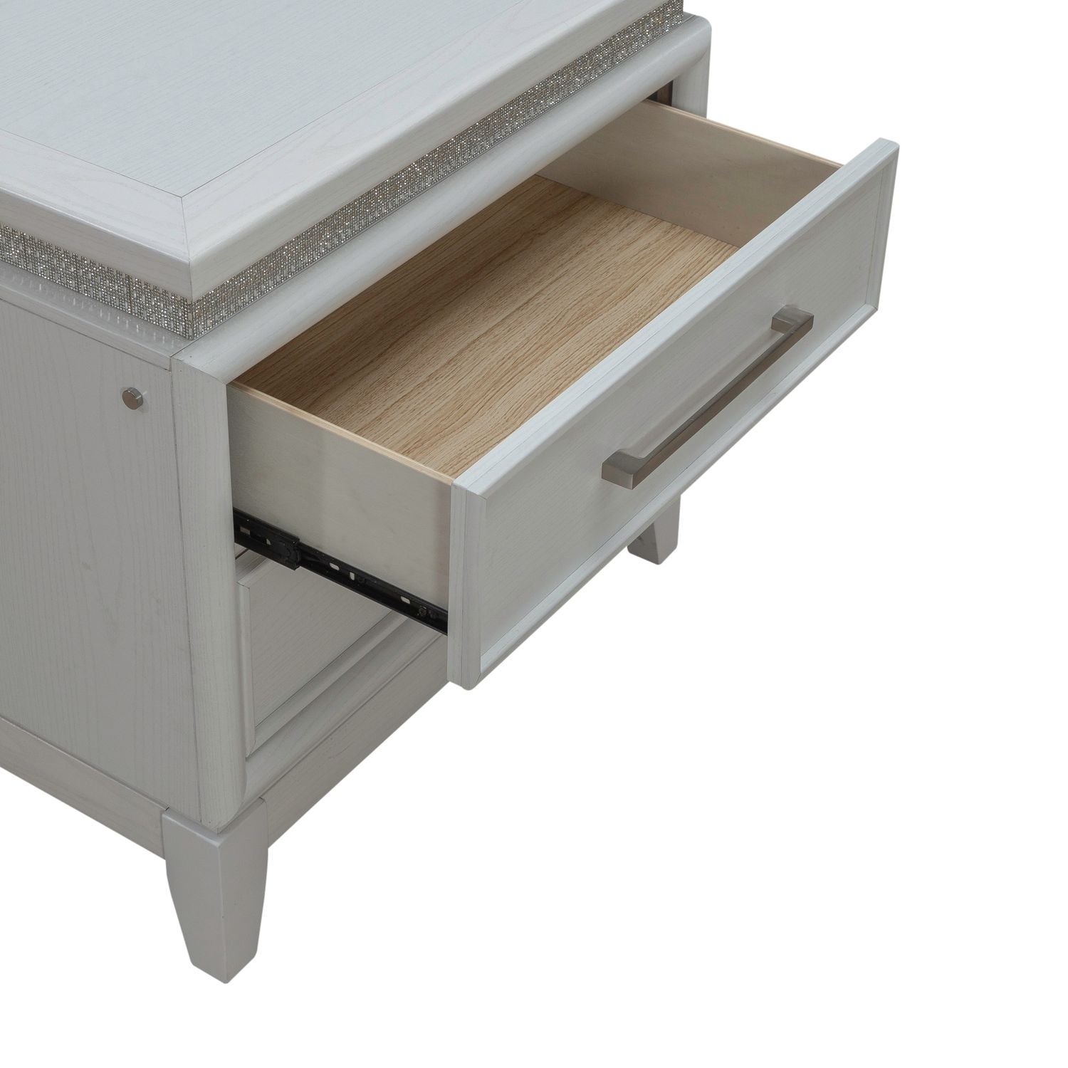 Reflections - Nightstand With Lights and Charging Station - White - Hornell Furniture Outlet