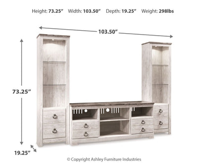 Willowton - Entertainment Center With Fireplace Option - Hornell Furniture Outlet