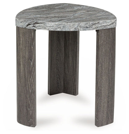 Surmour - Gray / Brown - Triangle End Table - Hornell Furniture Outlet