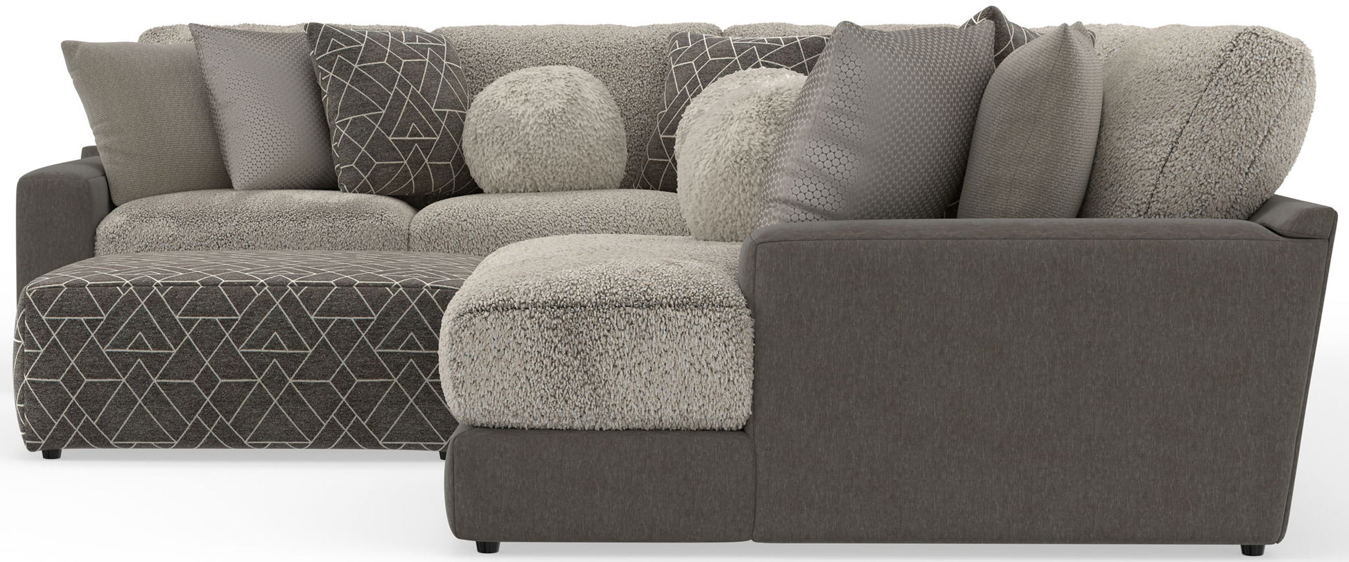 Canyon - 4 Piece Sectional With Cuddler Seat Cushions, Included Accent Pillows And Cocktail Ottoman (Right Side Facing Chaise) - Umber - Hornell Furniture Outlet