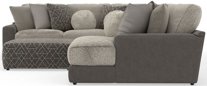 Canyon - 4 Piece Sectional With Cuddler Seat Cushions, Included Accent Pillows And Cocktail Ottoman (Right Side Facing Chaise) - Umber - Hornell Furniture Outlet
