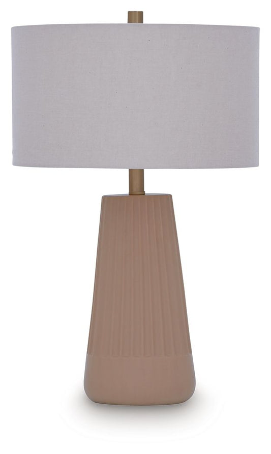 Dellner - Ceramic Table Lamp - Mocha - Hornell Furniture Outlet