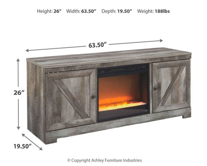 Wynnlow - Gray - Entertainment Center - TV Stand With Glass/Stone Fireplace Insert - Hornell Furniture Outlet