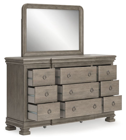 Lexorne - Gray - Dresser And Mirror - Hornell Furniture Outlet