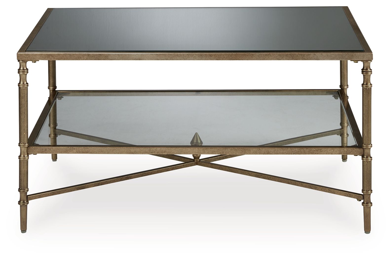 Cloverty - Aged Gold Finish - Rectangular Cocktail Table - Hornell Furniture Outlet