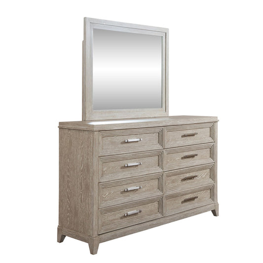 Belmar - Dresser & Mirror - Washed Taupe - Hornell Furniture Outlet