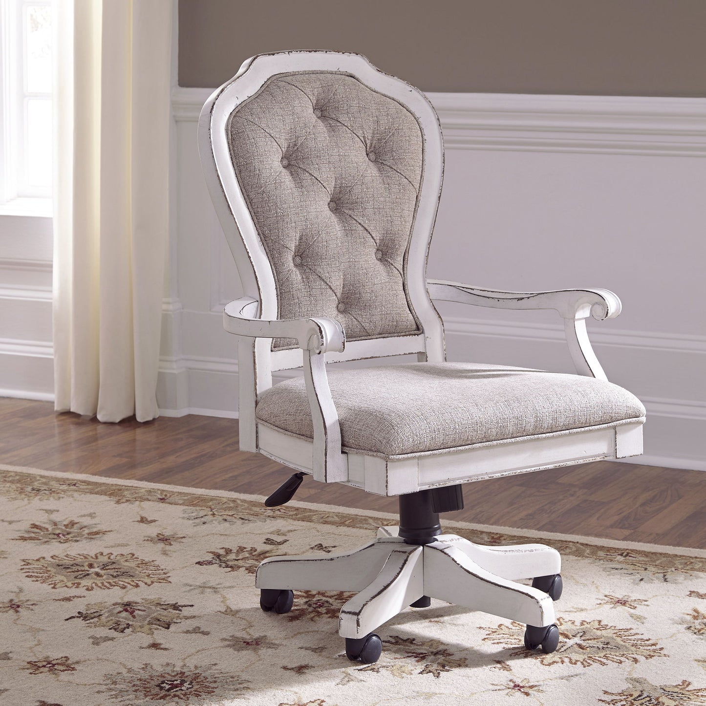 Magnolia Manor - Jr Executive Desk Chair - White - Hornell Furniture Outlet