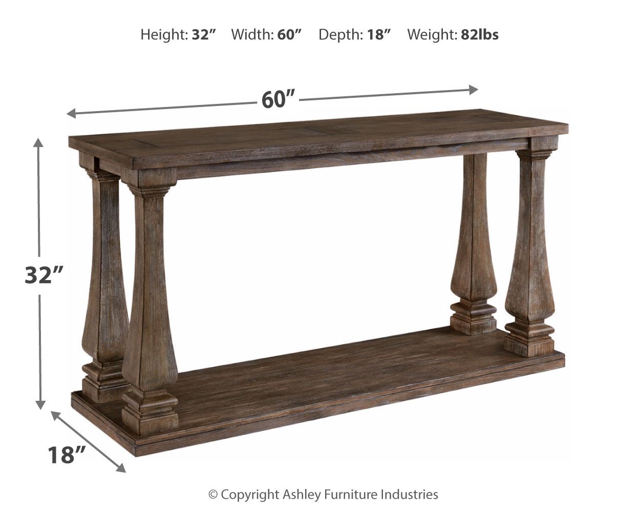 Johnelle - Gray - Sofa Table - Hornell Furniture Outlet