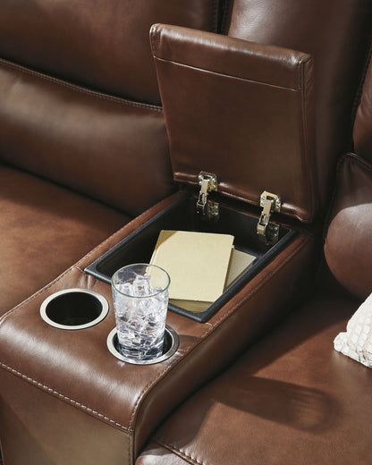 DeepWakes - Power Reclining Loveseat / Console / Adjustable Headrest - Hornell Furniture Outlet
