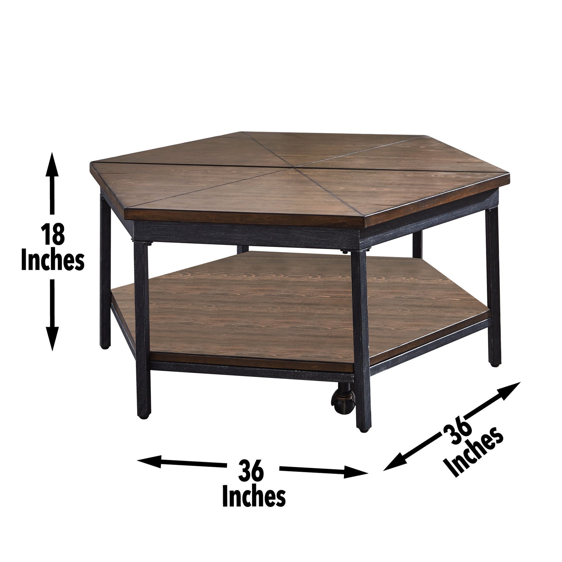 Ultimo - Hexagon Lift Top Cocktail Table - Brown - Hornell Furniture Outlet