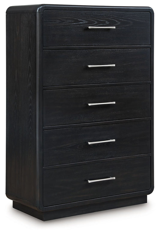 Rowanbeck - Black - Five Drawer Chest - Hornell Furniture Outlet