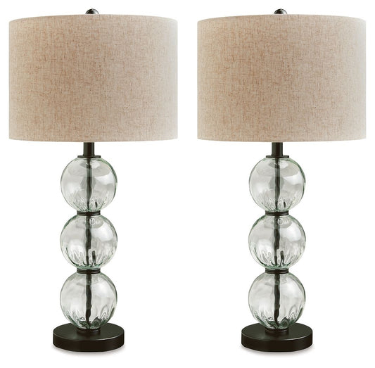 Airbal - Clear / Black - Glass Table Lamp (Set of 2) - Hornell Furniture Outlet
