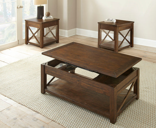 Lenka - 3 Piece Table Set - Brown - Hornell Furniture Outlet