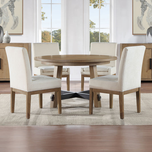 Aubrey - 5 Piece Dining Room Set (Table, 4 Chairs) - Brown / White - Hornell Furniture Outlet