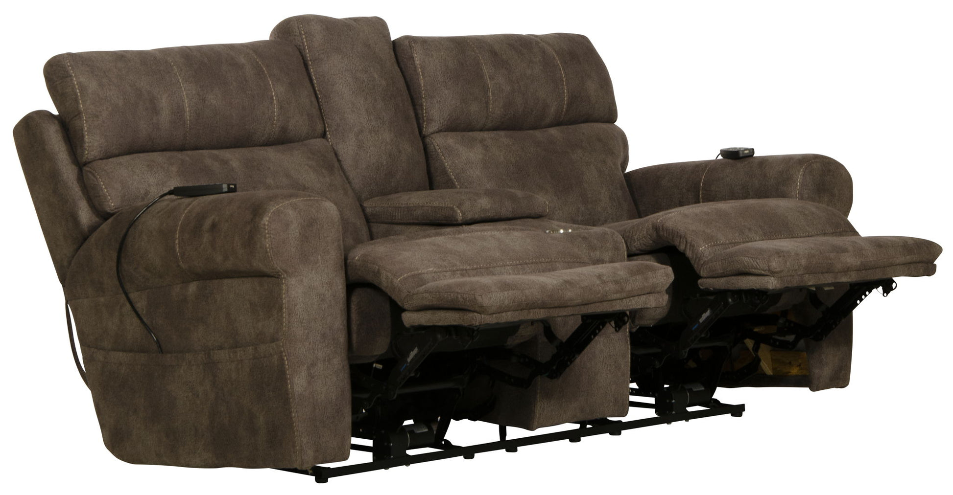 Tranquility - Power Headrest Power Lay Flat Reclining Cons Loveseat With CR3 Heat / Massage / Lumbar - Pewter - Hornell Furniture Outlet