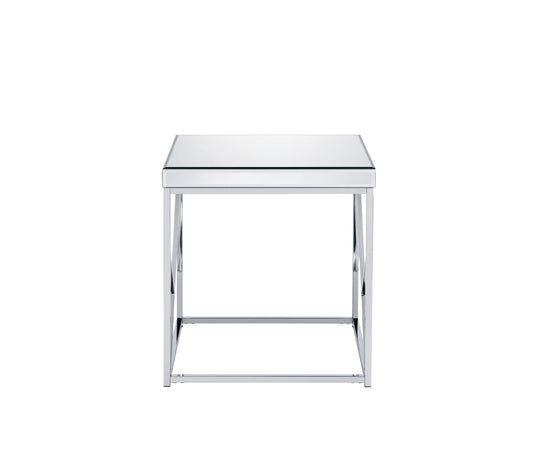 Evelyn - Mirror Top End Table - Silver - Hornell Furniture Outlet
