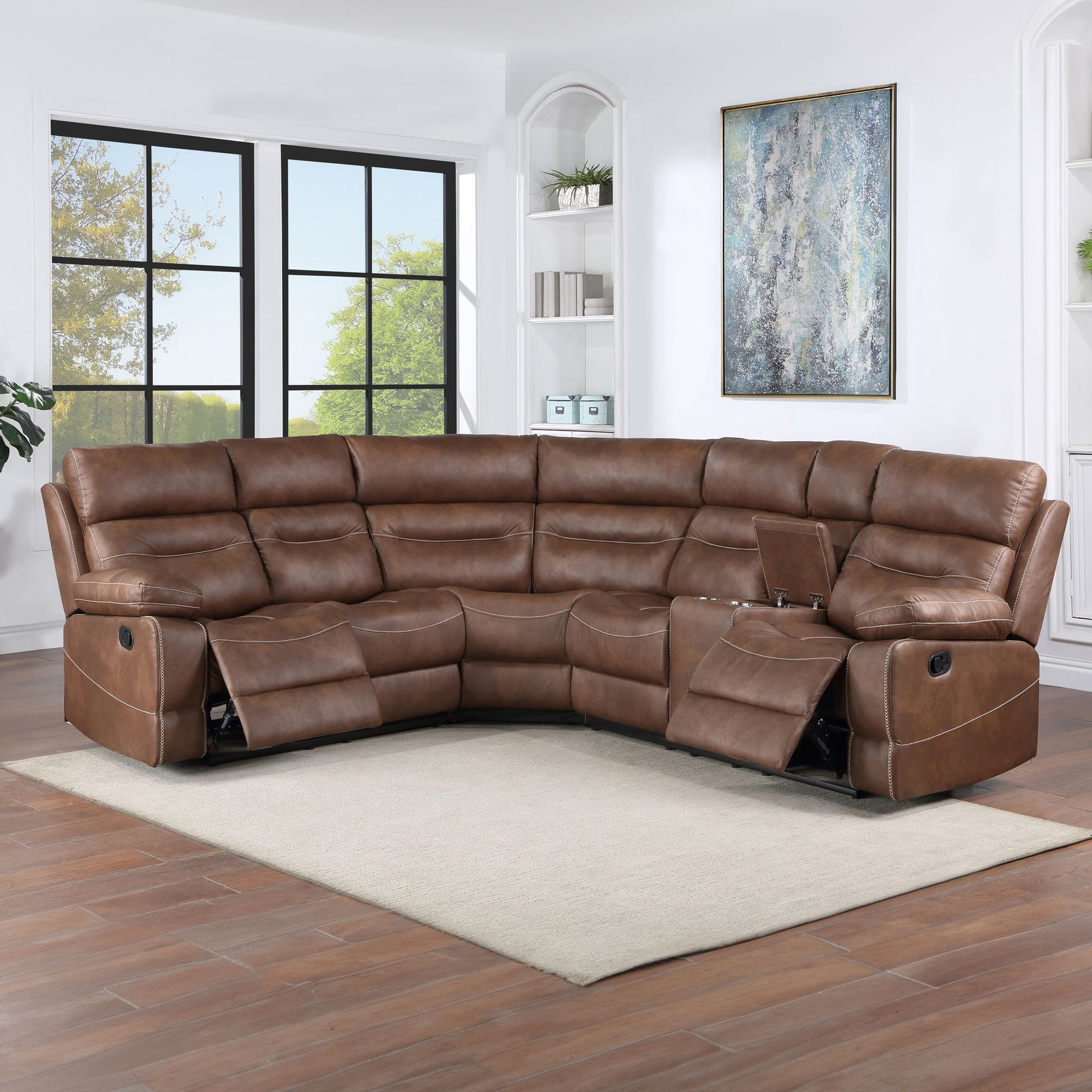 Rudger - 3 Piece Sectional (LAF, RAF, Wedge) - Brown - Hornell Furniture Outlet