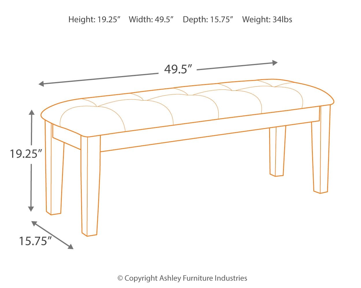 Haddigan - Dark Brown - Large UPH Dining Room Bench - Hornell Furniture Outlet