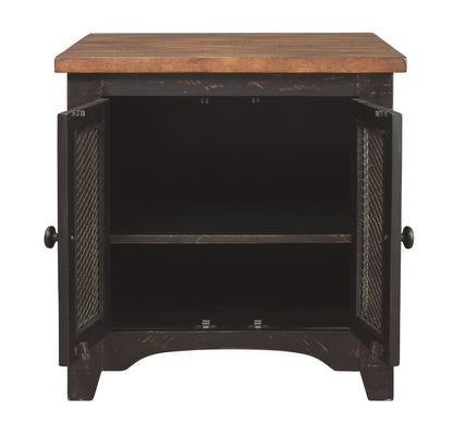 Valebeck - Black / Brown - Rectangular End Table - Hornell Furniture Outlet
