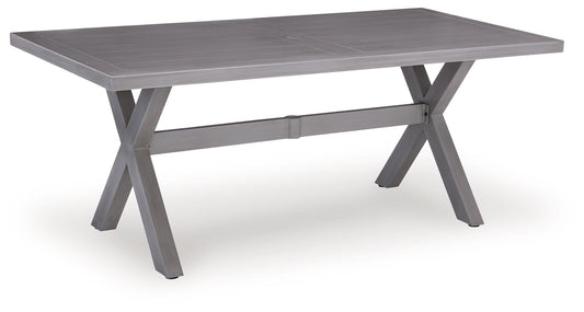 Half Moon Beach - Rectangular Dining Table With Umbrella Option - Gray - Hornell Furniture Outlet