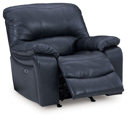 Leesworth - 3 Pc. - Power Reclining Sofa, Power Reclining Loveseat, Power Rocker Recliner - Ocean - Hornell Furniture Outlet