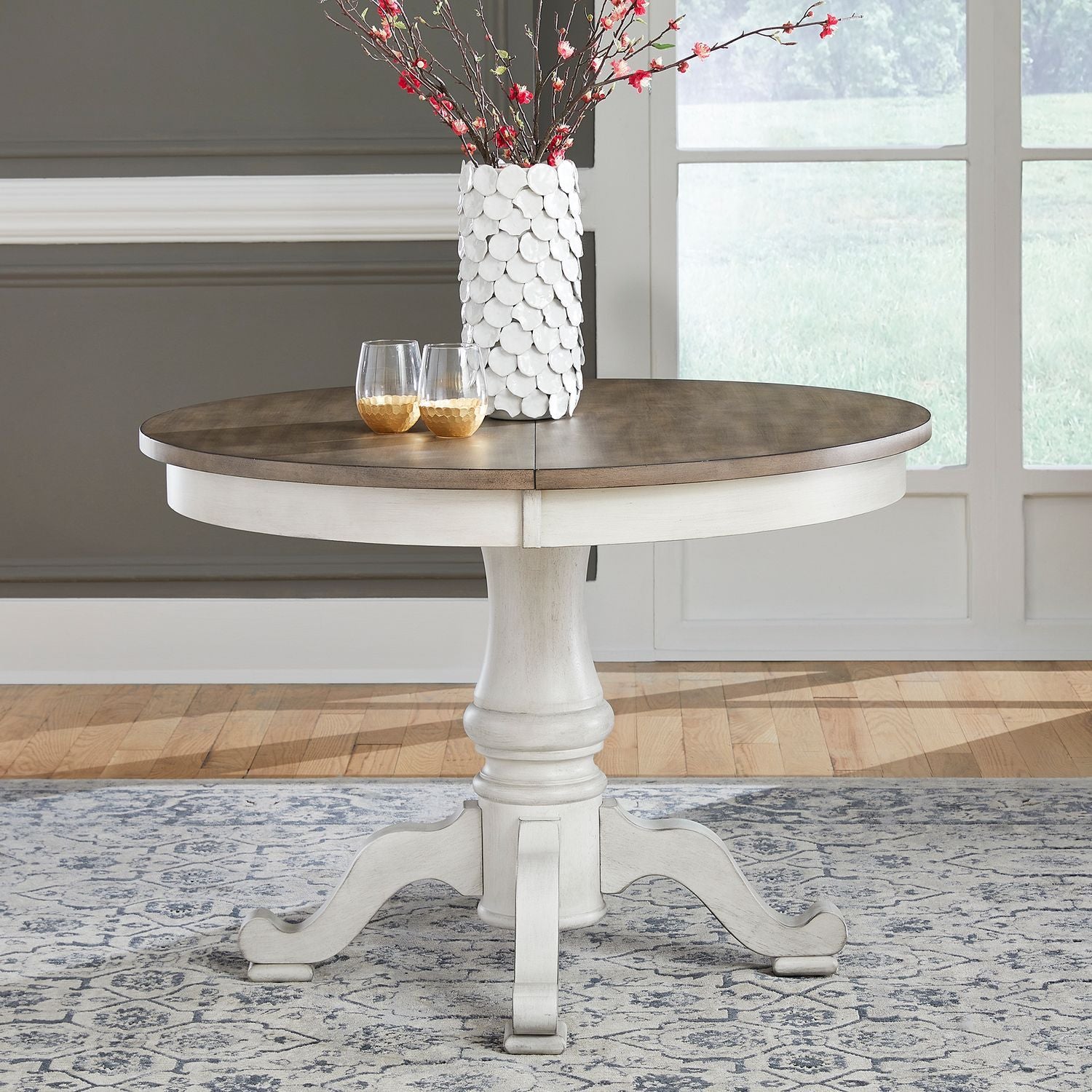 Ocean Isle - Pedestal Table - Antique White - Hornell Furniture Outlet