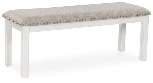 Robbinsdale - Antique White - Large Upholstered Dining Room Bench - Hornell Furniture Outlet