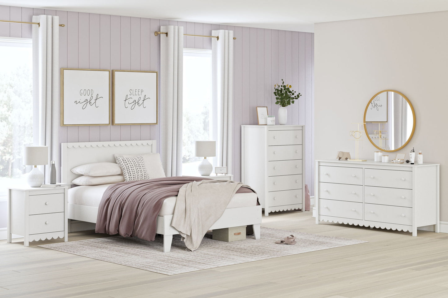 Hallityn - White - Two Drawer Night Stand - Hornell Furniture Outlet