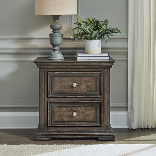 Big Valley - 2 Drawer Night Stand w/ Charging Station - Hornell Furniture Outlet