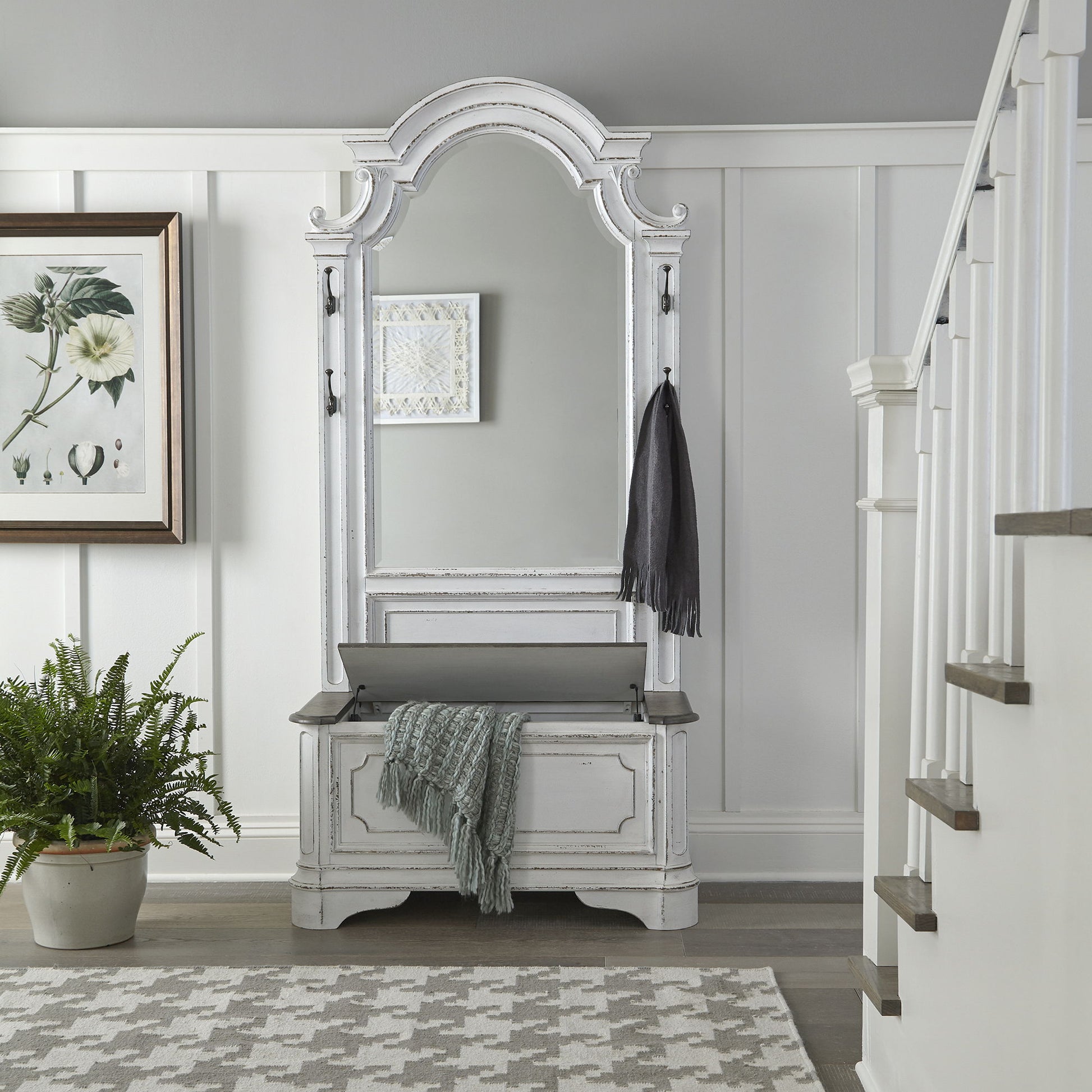 Magnolia Manor - 2 Piece Hall Tree - White - Hornell Furniture Outlet