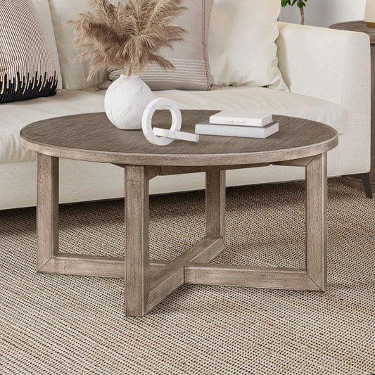 Proximity Place - Round Cocktail Table - Light Brown - Hornell Furniture Outlet