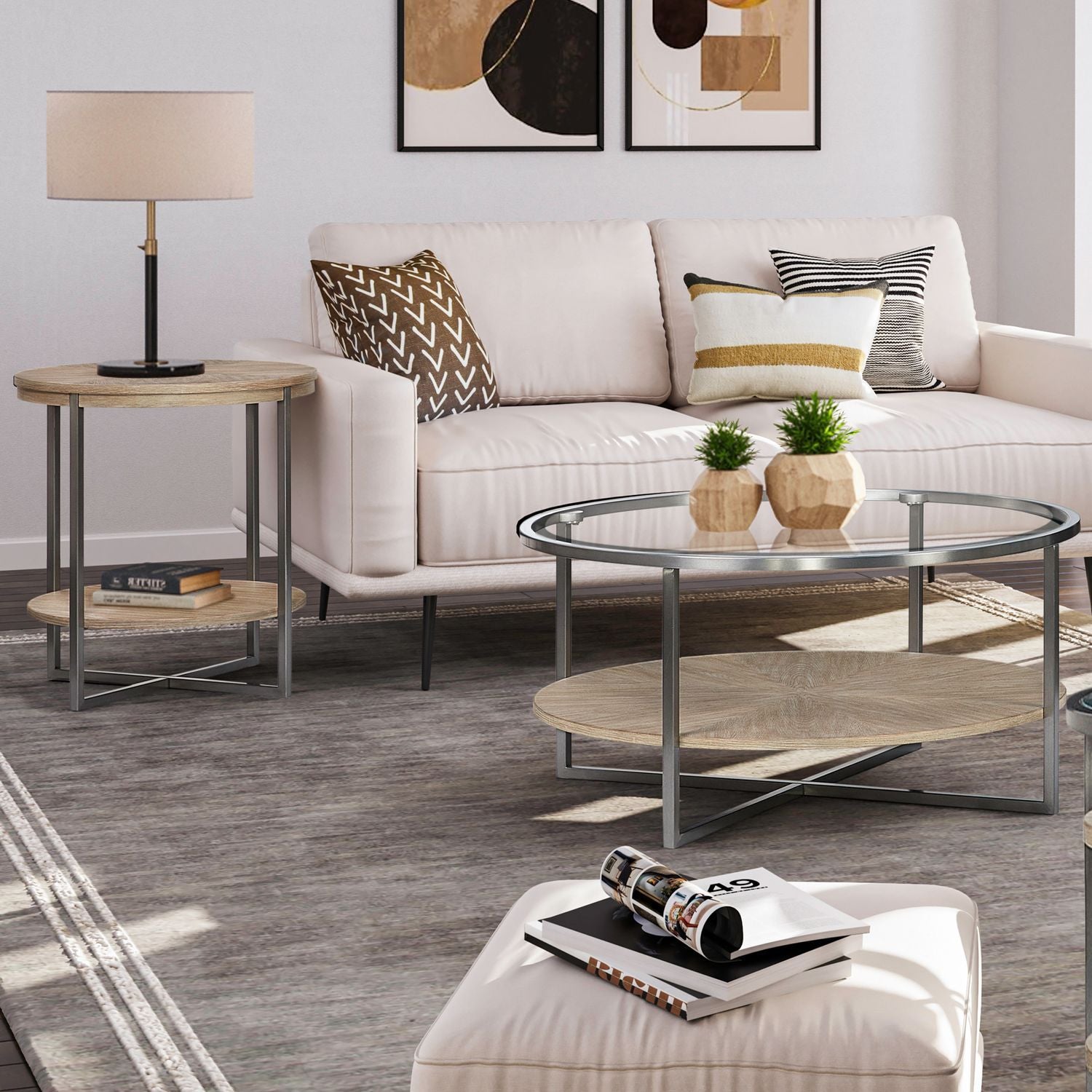 Paran Place - 3 Piece Table Set (Cocktail Table & 2 End Tables) - Natural - Hornell Furniture Outlet