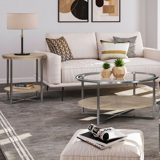 Paran Place - 3 Piece Table Set (Cocktail Table & 2 End Tables) - Natural - Hornell Furniture Outlet