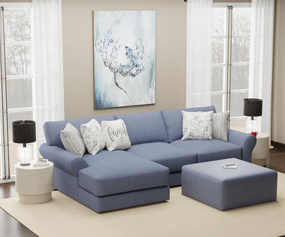 Cape May - Sofa Chaise With Comfort Coil Seating, 41" Cocktail Ottoman And 5 Accent Pillows Included - Hornell Furniture Outlet