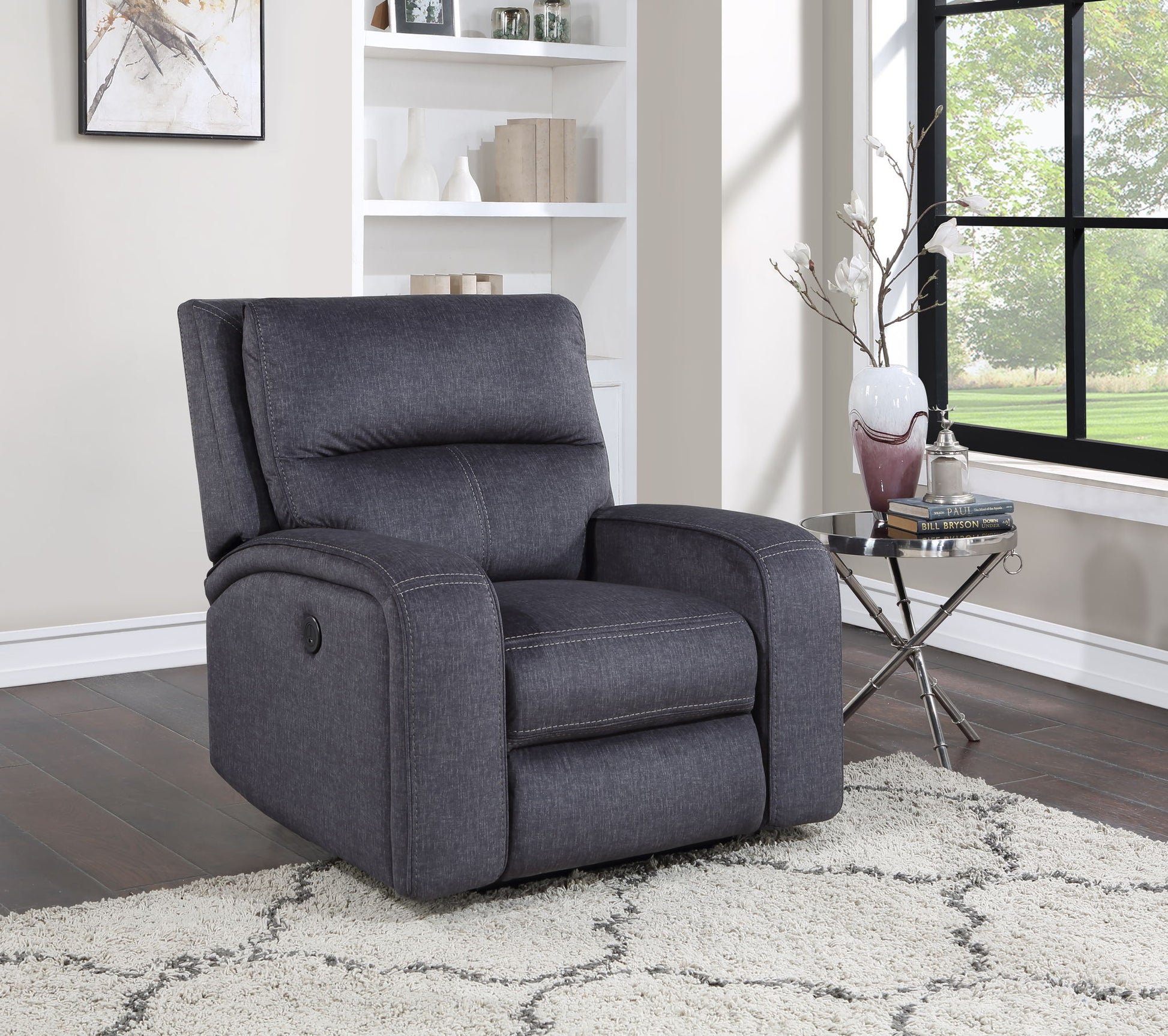 Lovell - Power Reclining Chair - Dark Gray - Hornell Furniture Outlet