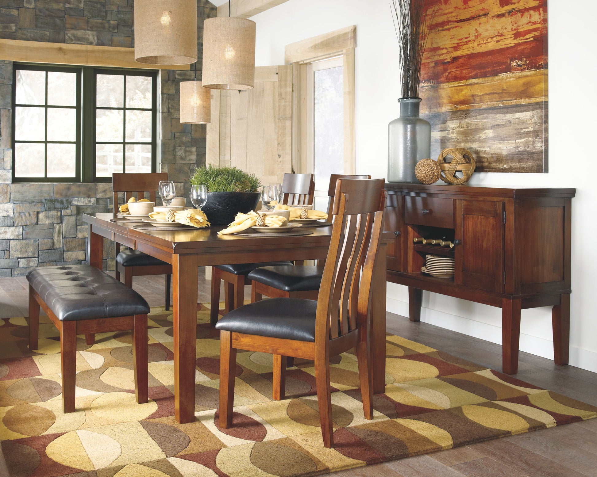 Ralene - Medium Brown - Large UPH Dining Room Bench - Hornell Furniture Outlet
