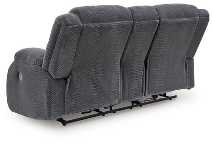 Observation - Steel - Double Reclining Power Loveseat With Console - Hornell Furniture Outlet