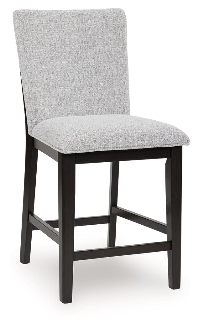Neymorton - Dark Grayish Brown - 5 Pc. - Rectangular Dining Room Counter Table, 4 Barstools - Hornell Furniture Outlet