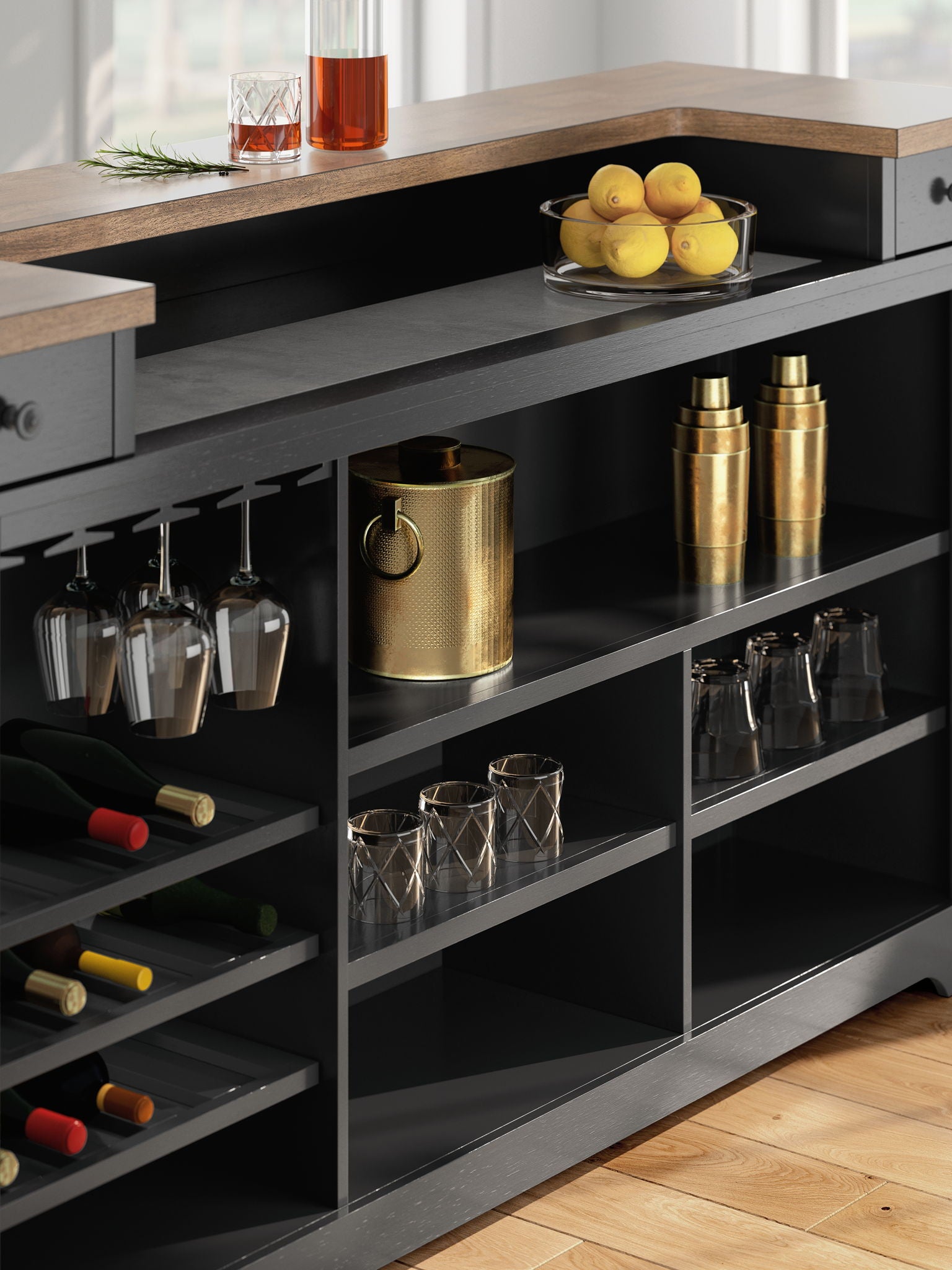 Wildenauer - Brown / Black - Bar - Hornell Furniture Outlet